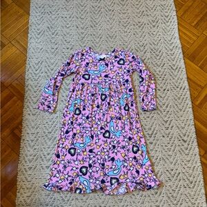 Hanna Andersson Soft Long sleeve pink nightgown Girls size 6-7